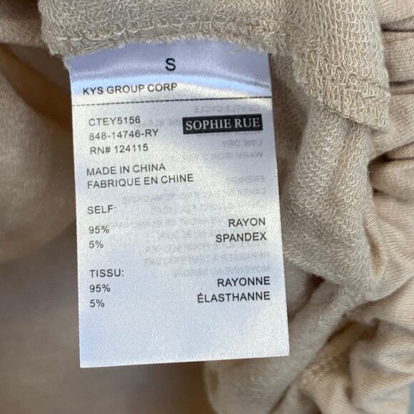 SOPHIE RUE Tan Crewneck Drawstring Hem Pullover Long Sleeve Sweater SZ S - Picture 8 of 8